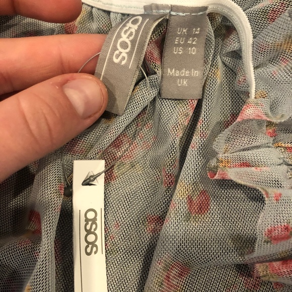 NEW ASOS Dobby Mesh Floral Print Mini Dress - Picture 6 of 13